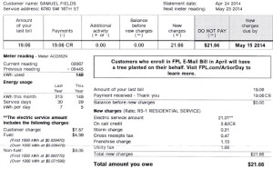 Sam's FPL Bill