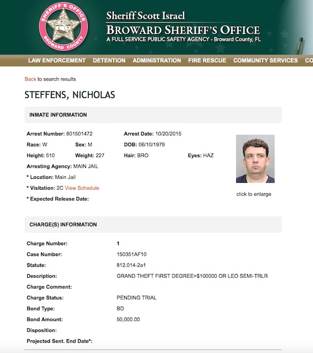 Nick Steffens Arrest